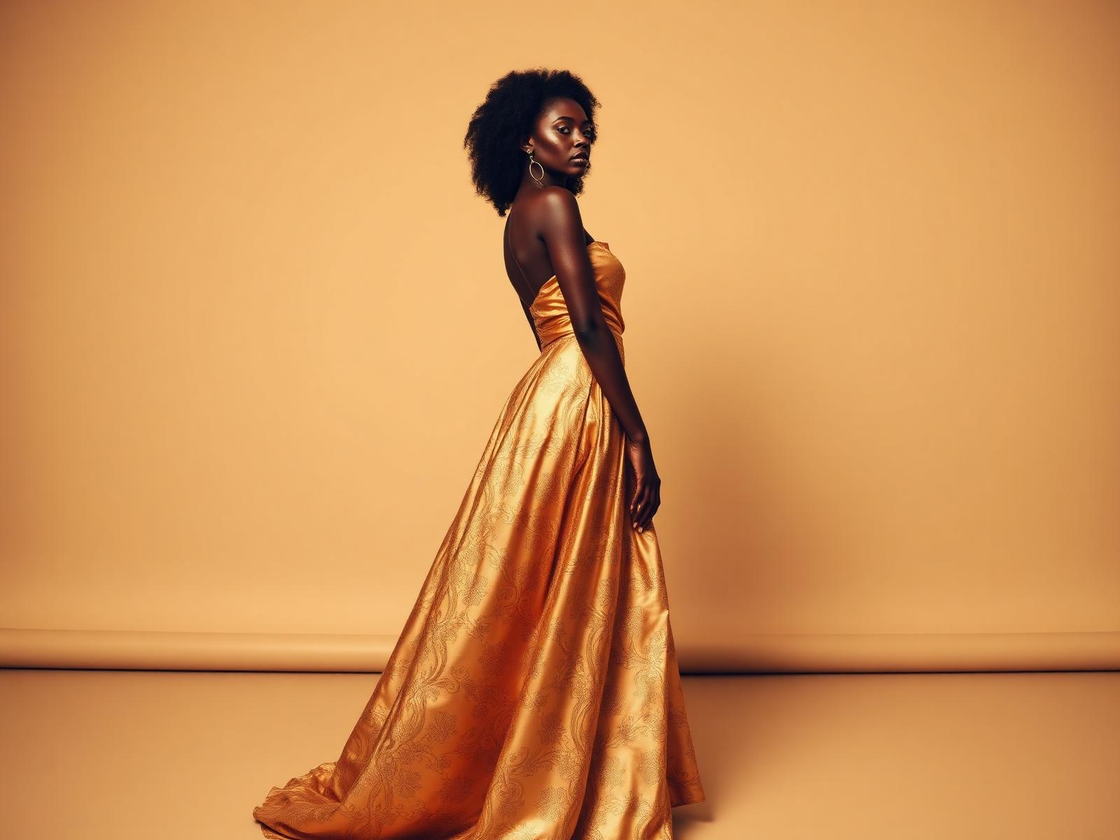 LA'GANDJI signature gold brocade gown
